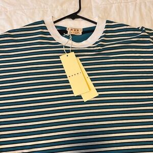 Marni Teal and White Striped Shirt